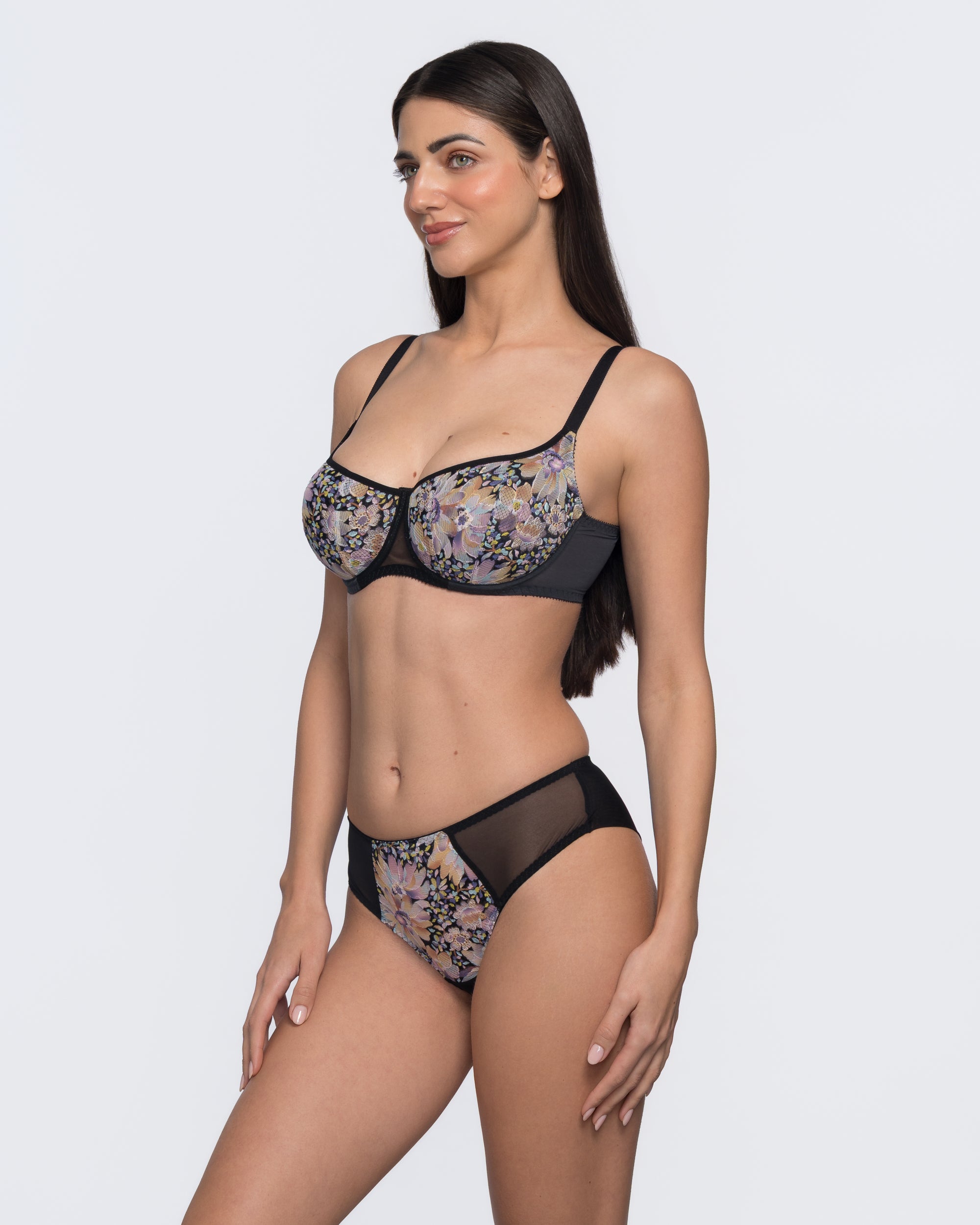 Giselle Underwired 3/4 Coverage Bra - Black Flower