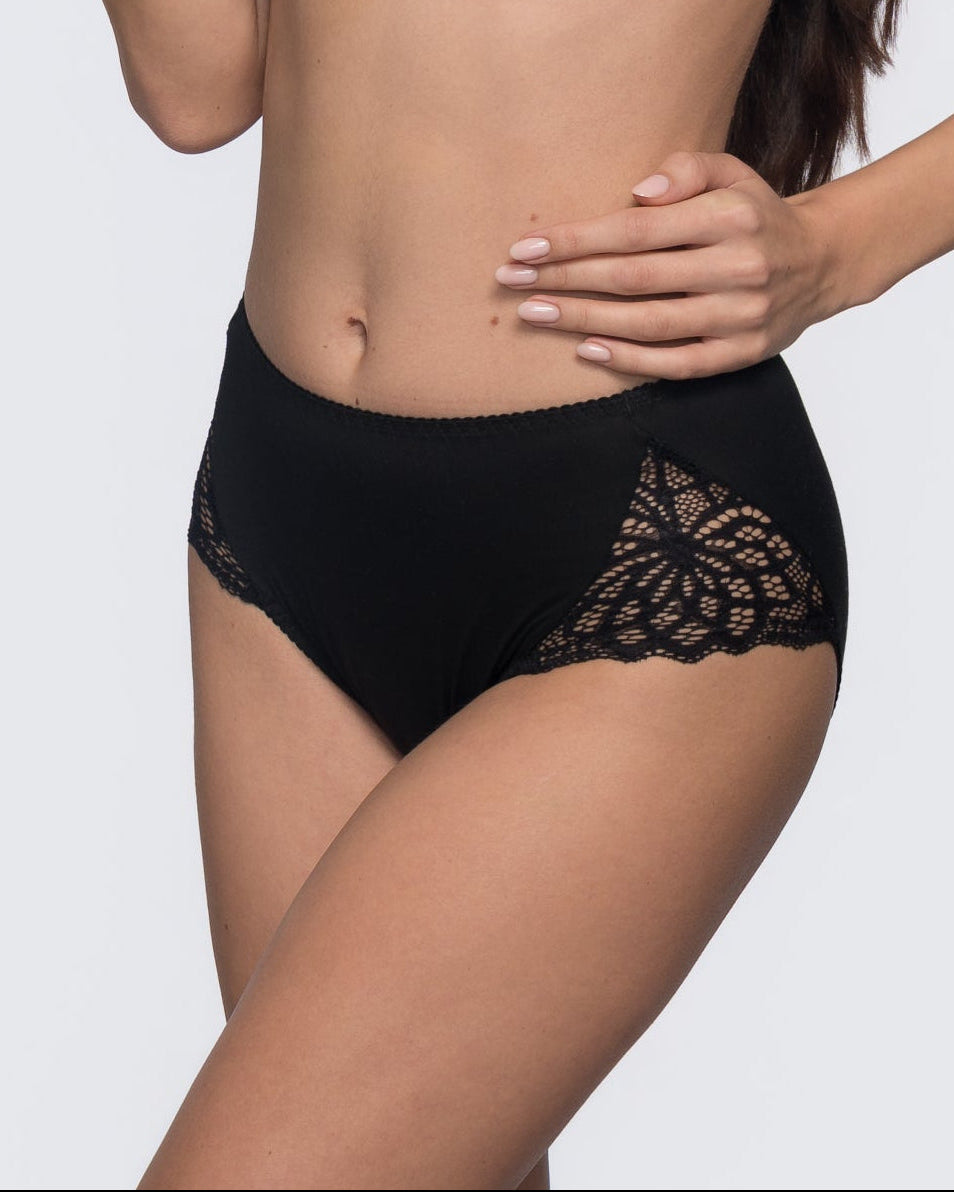 Dominque Lace Matching Brief - Black