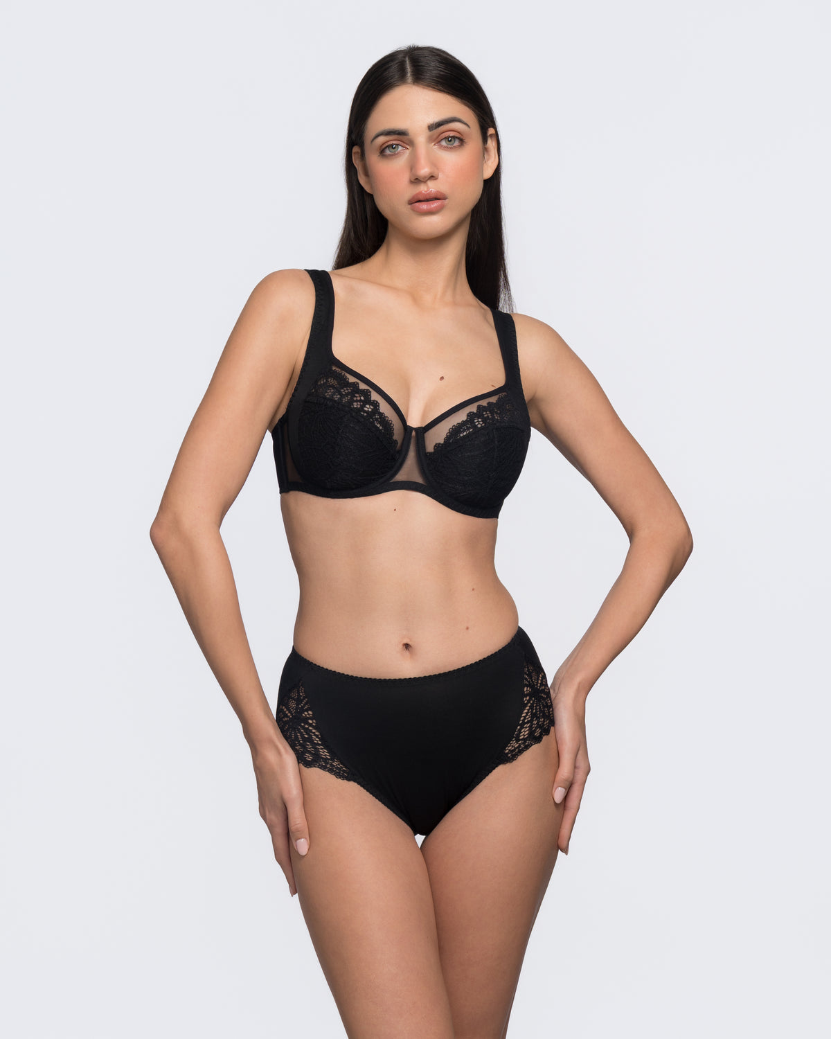 Dominque Lace Matching Brief - Black