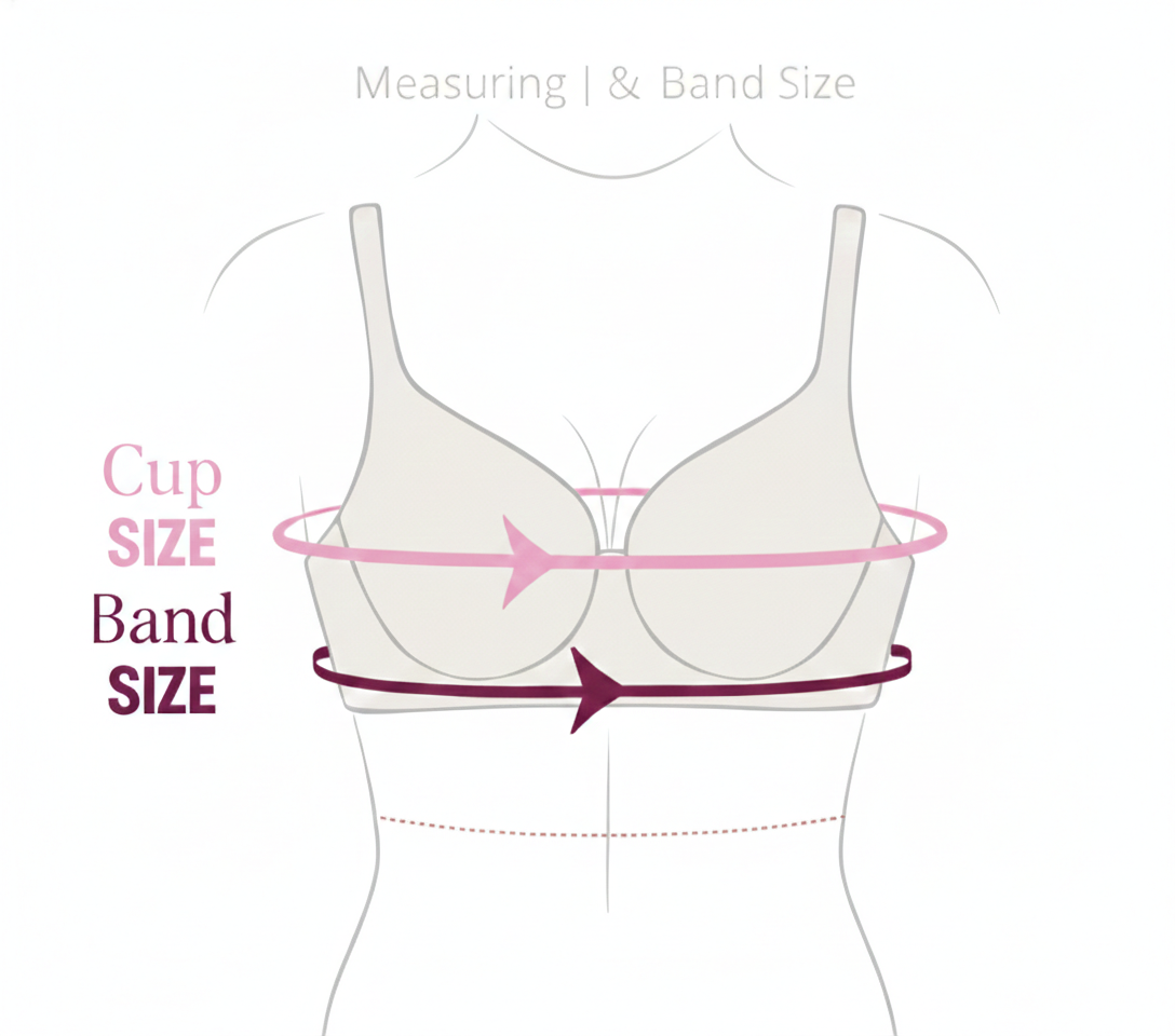 Cup size and band size Measuring - How to measure bra size at home – step by step measurement guide by YOBO