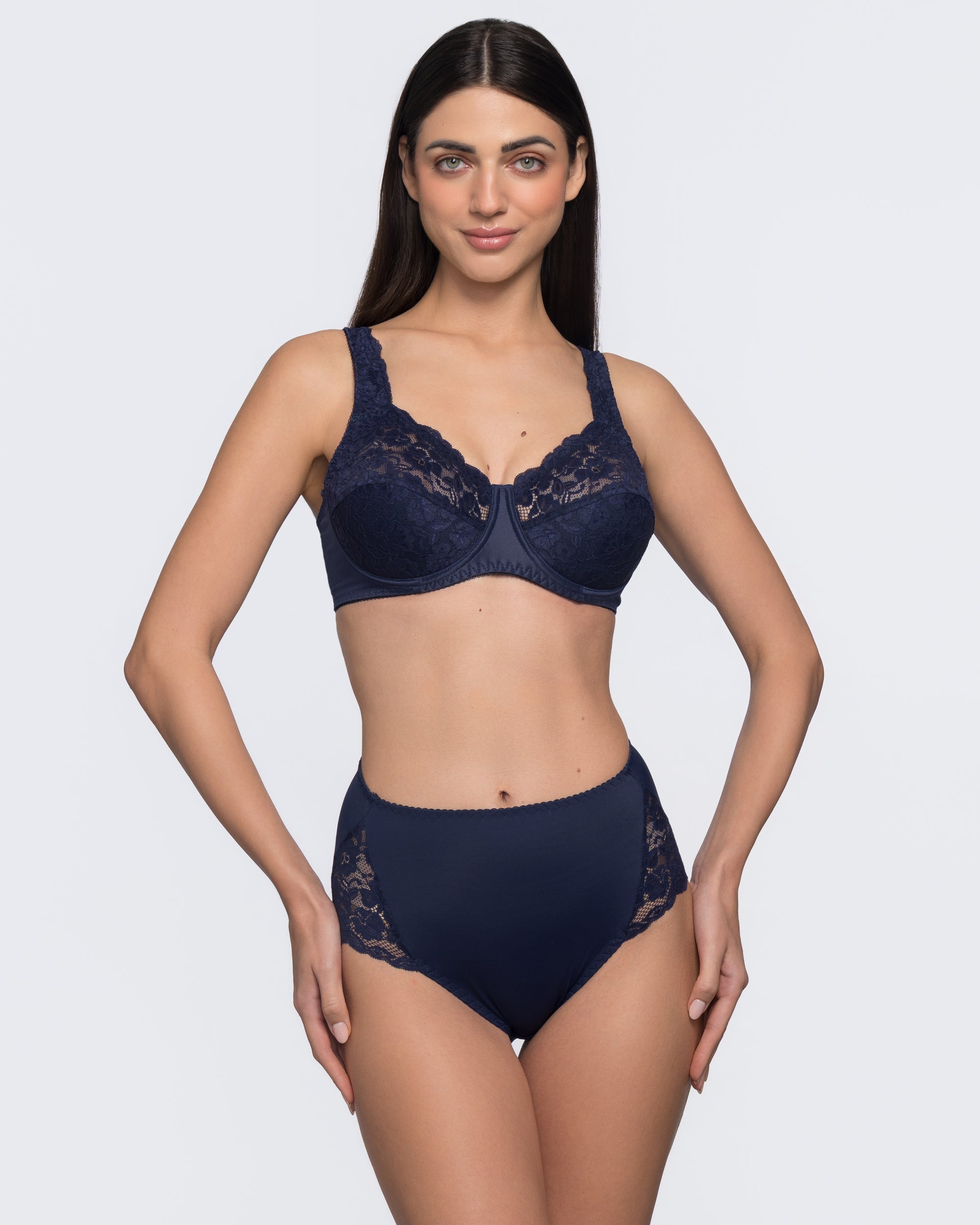 Brigitte Classic Comfort Underwired Full Coverage Bra - Blue