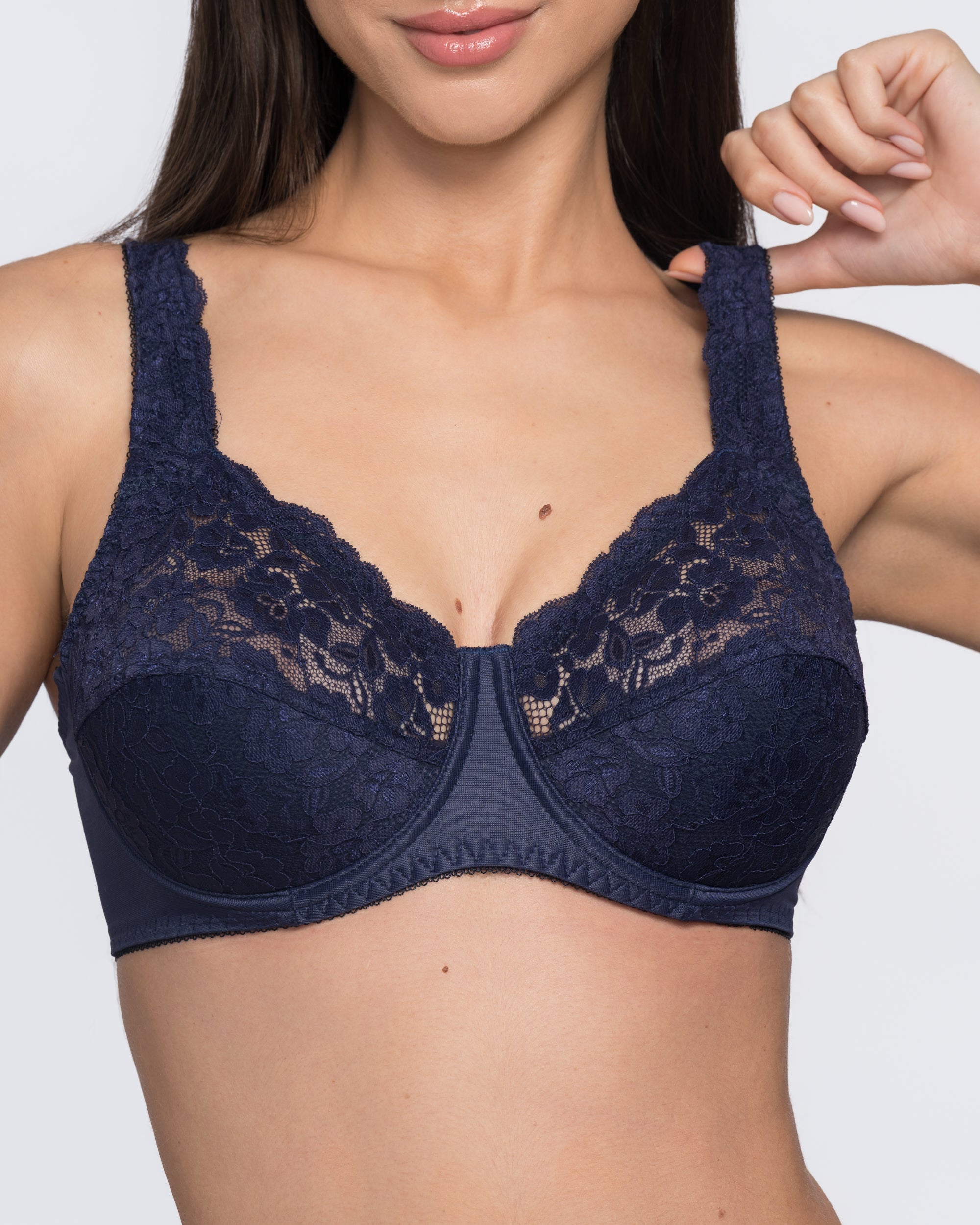 Brigitte Classic Comfort Underwired Full Coverage Bra - Blue