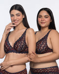 Eloise Lace Underwired Full Coverage Bralette - Blue-Maroon