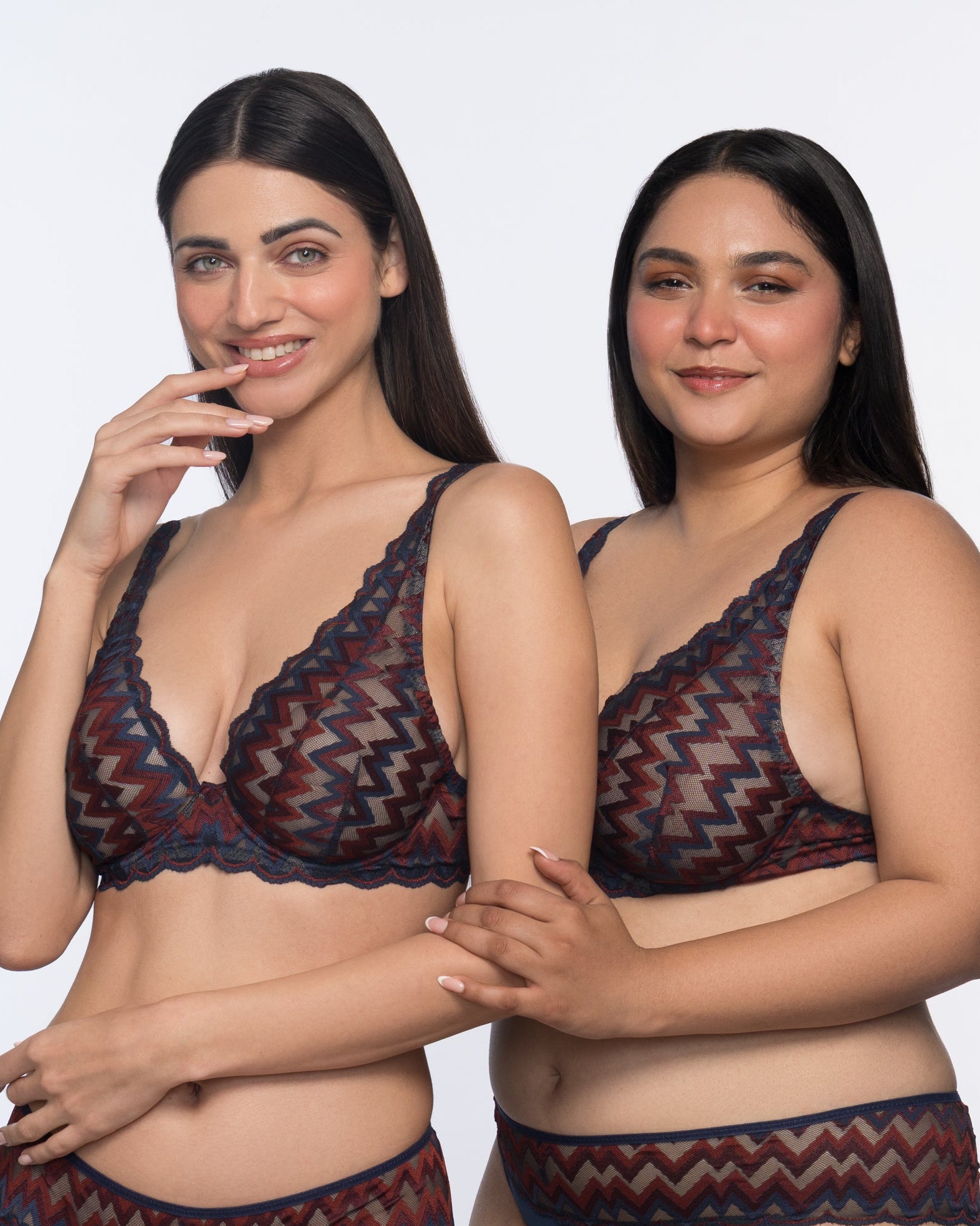 Eloise Lace Underwired Full Coverage Bralette - Blue-Maroon
