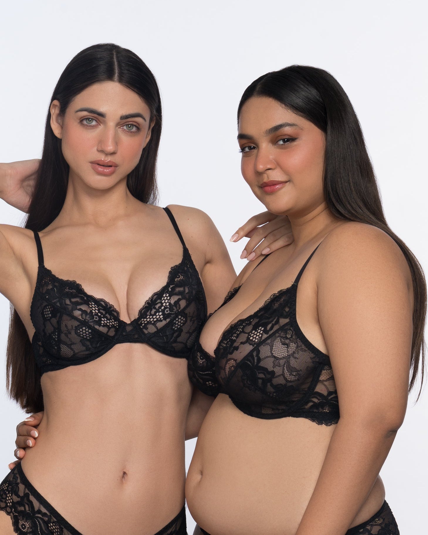 Fabienne Lace Underwired 3/4 Coverage Bra - Black